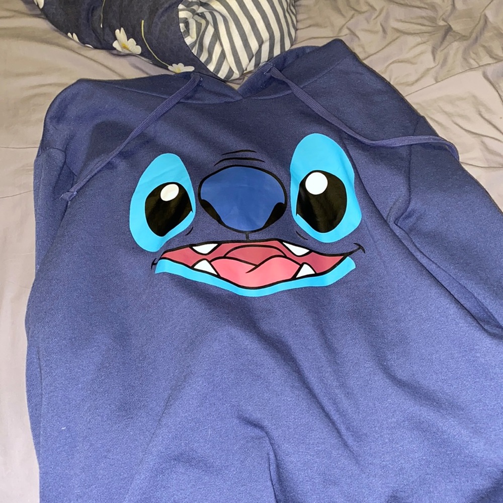 Blue stitch crop hoodie!